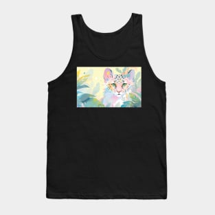 Whimsical Jungle Cat Watercolor Illustration Tank Top